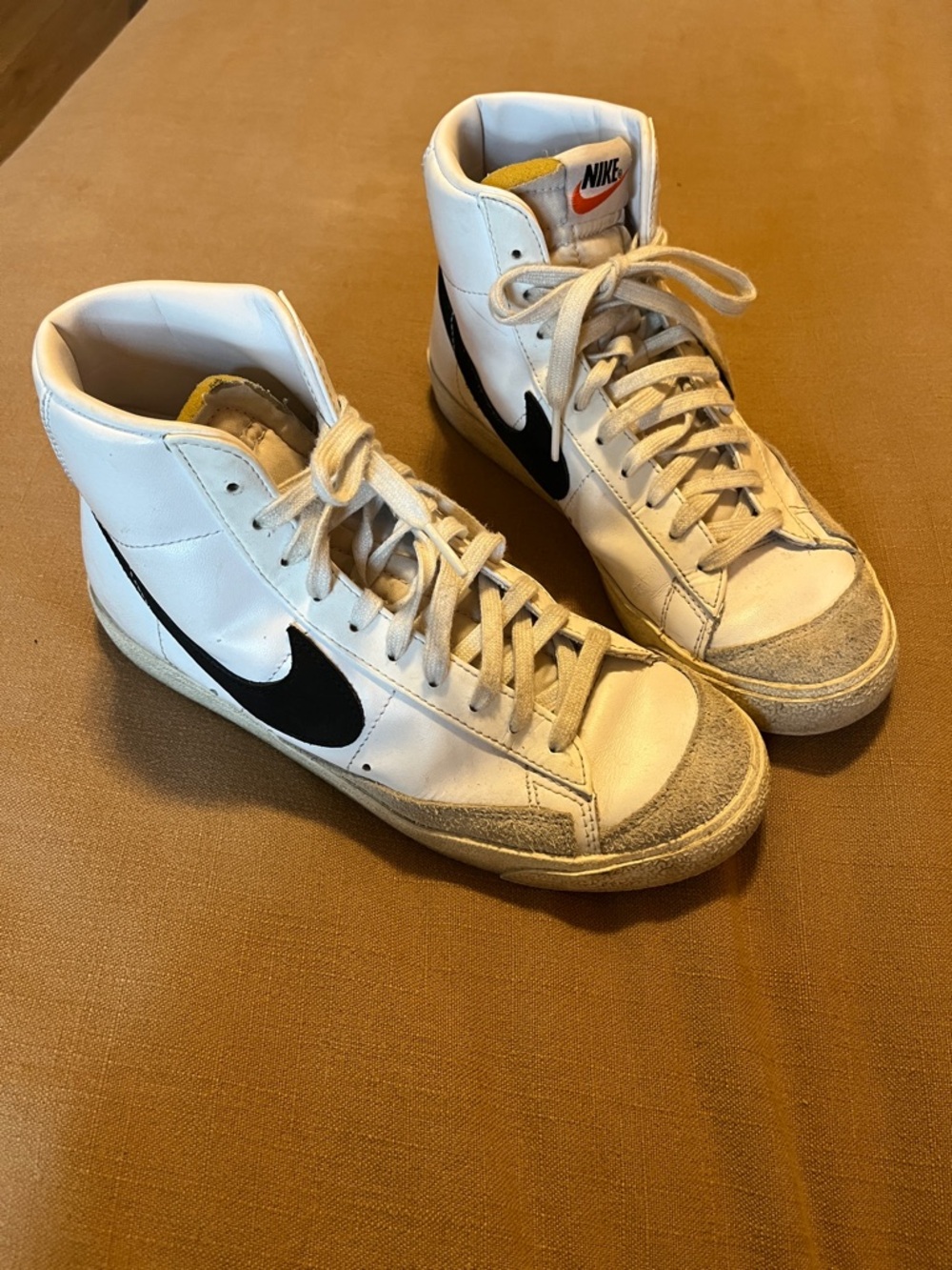 Nike Blazers - Mid White and Black High-Top Sneakers with Suede Toe
